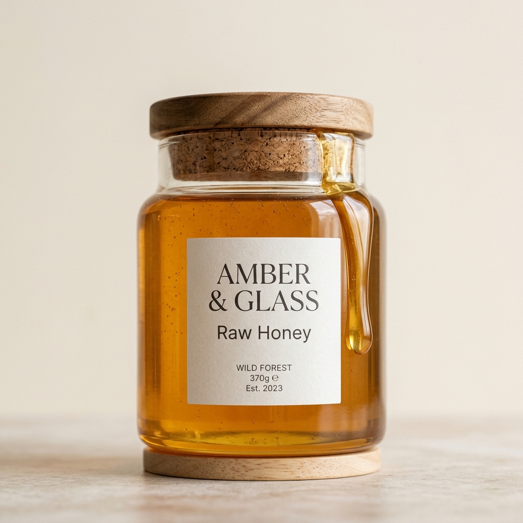 Ganesh Mule 100% Raw Wild Honey in Heavy Solid Glass